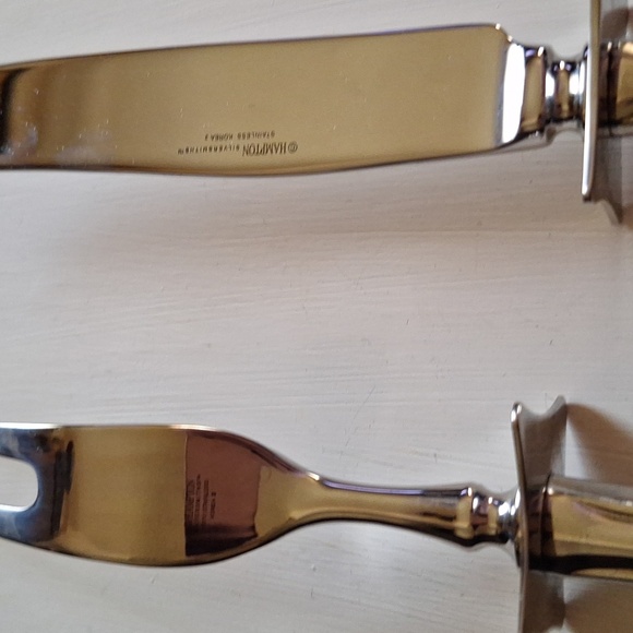 VTG Beautiful Hampton Silversmiths 2-piece Stainless Carving Set wooden box - Picture 3 of 8